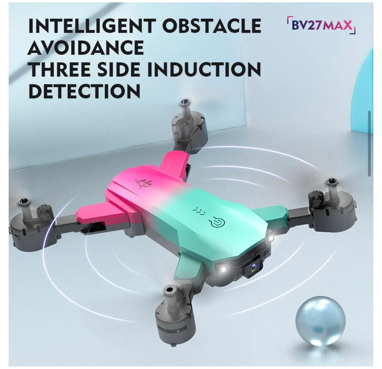 Dron plegable BV27MAX con cámara, detección de obstáculos y sensores de inducción lateral.